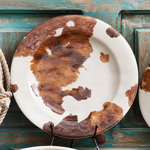 Cowhide Ranch Melamine Dinner Plates - Set of 4
