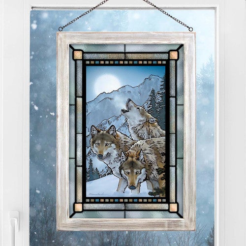 Lunar Wolves Stained Glass Art