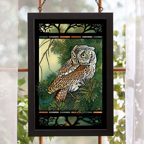 Evergreen Owl Stained Glass Art