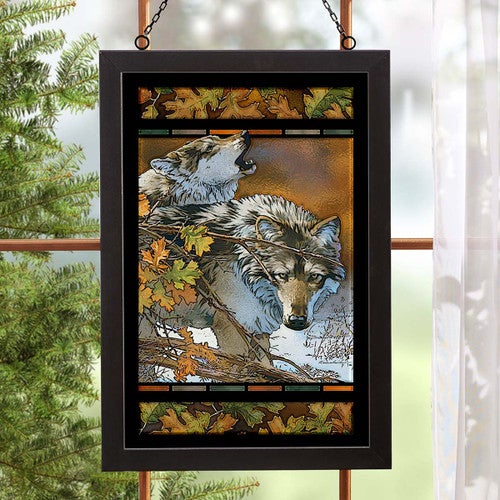 Autumn Wolves Stained Glass Art