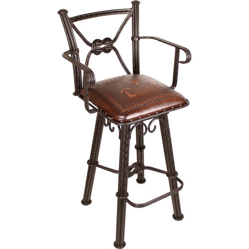 Coronado Swivel Barstool w/Arms - Steer Brands Antique Brown