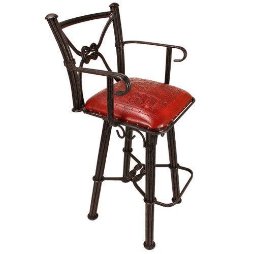Coronado Swivel Counter Stool w/Arms - Colonial Red