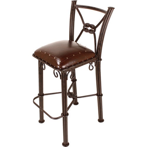 Coronado Barstool - Plain with Tacks Antique Brown