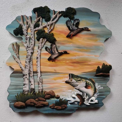 Jumping Bass & Ducks Wall Art