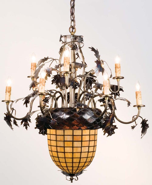 Leafy Acorn 9-Arm Chandelier