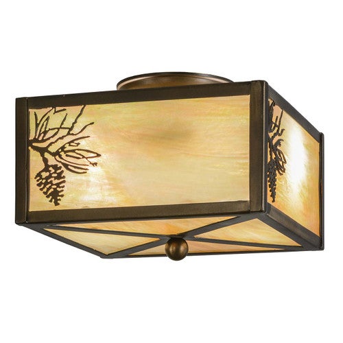 Primitive Pine Flush Mount Ceiling Light