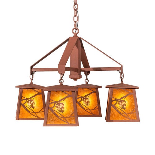 Primitive Pine 4-Light Chandelier