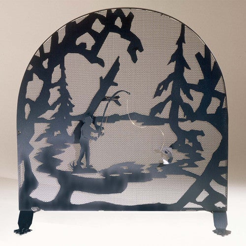 Fly Fisherman Arched Fireplace Screen