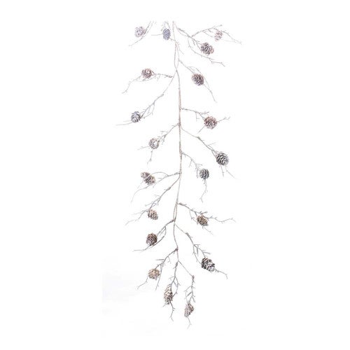 Snowy Pinecone Twig Garland - Set of 2