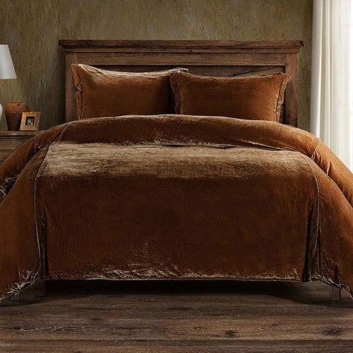 Copper Luxe Velvet Duvet Cover Set - Super Queen