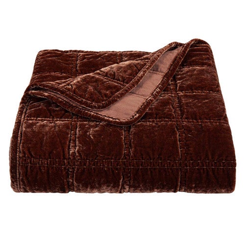 Copper Luxe Velvet Box Stitch Throw