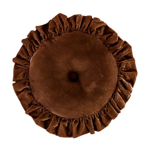 Copper Luxe Velvet Ruffled Round Pillow