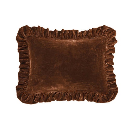 Copper Luxe Velvet Ruffled Oblong Pillow