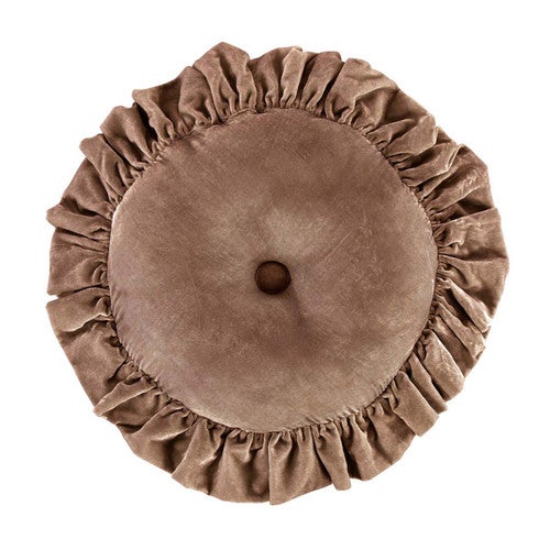 Rose Velvet Ruffled Round Pillow