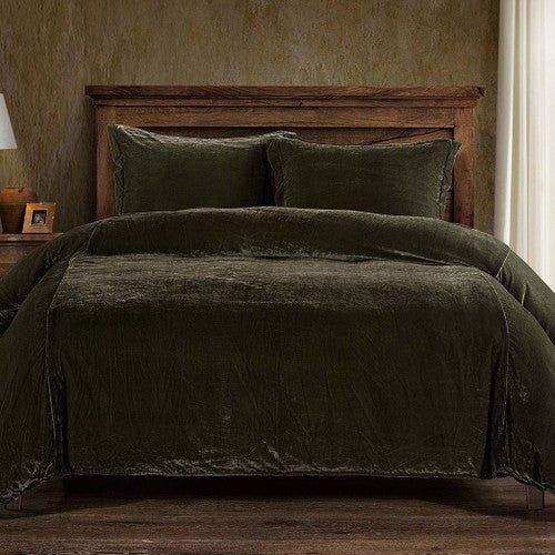 Green Velvet Duvet Cover Set - King - OUT OF STOCK UNTIL 11/26/2025