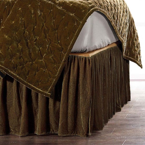 Leafy Green Velvet Bedskirt - King