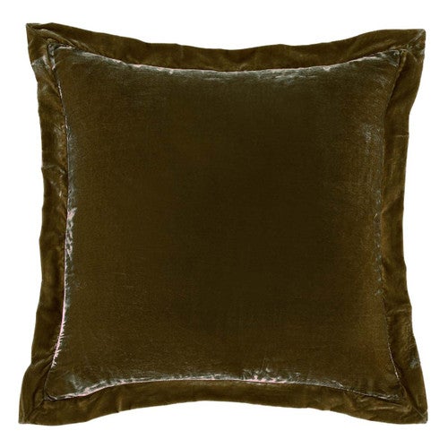 Leafy Green Velvet Flanged Square Euro Sham