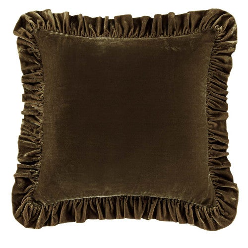 Leafy Green Velvet Ruffled Square Euro Sham - OVERSTOCK