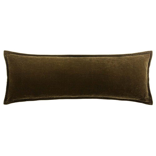 Leafy Green Velvet Long Lumbar Pillow