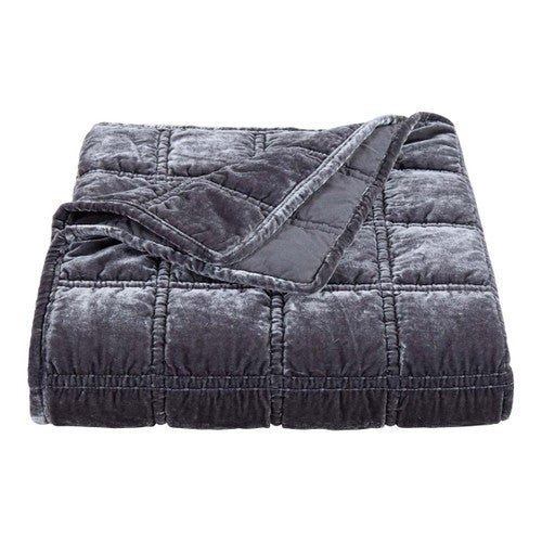 Azure Gray Velvet Box Stitch Throw