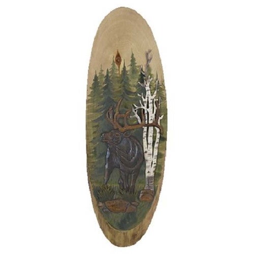 Wood Carved Calling Elk Wall Clock
