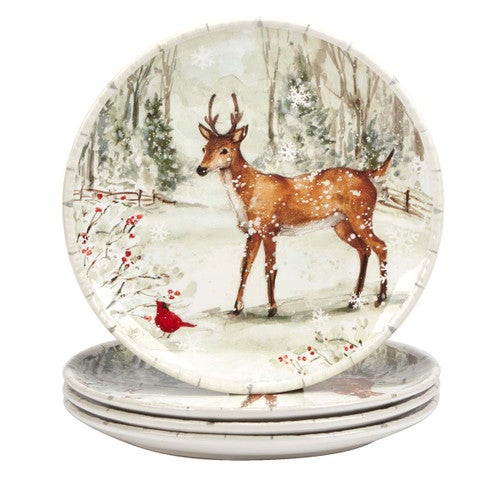 Winter Wildlife Dinner Plates - Set of 4