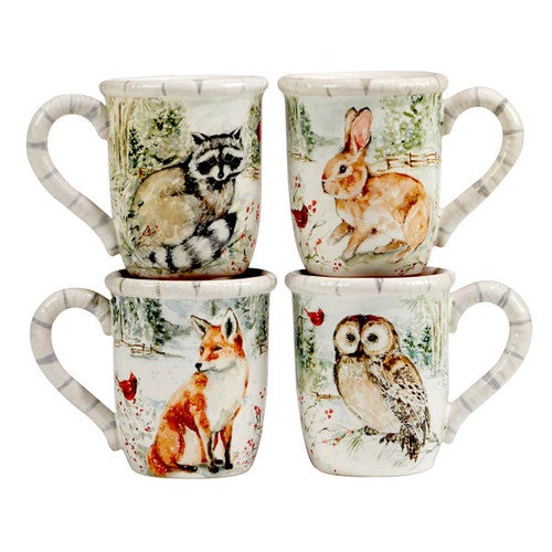 Winter Wildlife Mugs - Set of 4