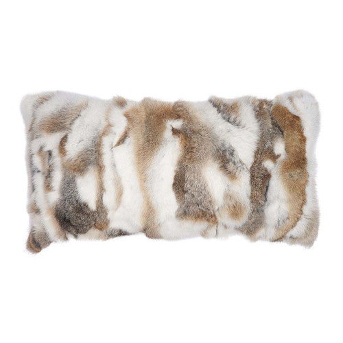 Brown Pieced Rabbit Pillow - 12 x 24
