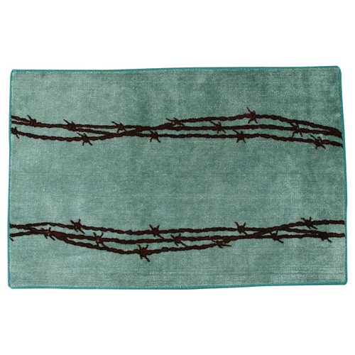 Barbed Wire Turquoise Bath Rug - OVERSTOCK