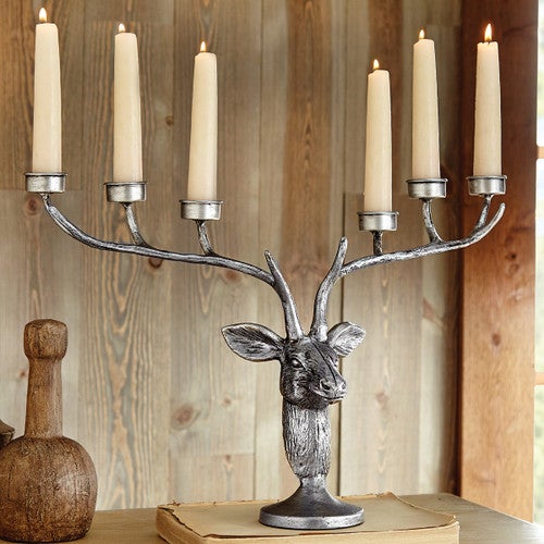 Silver Forest Stag Candelabra - CLEARANCE