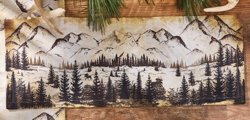 Mountainside Moose Table Runner - 36 Inch