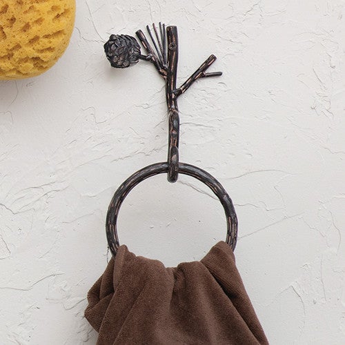 Pinecone Branch Towel Ring