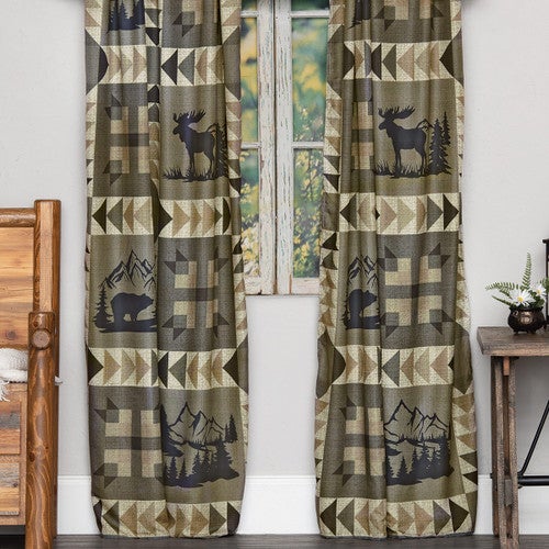 Tetons Bear & Moose Lined Drapes - CLEARANCE