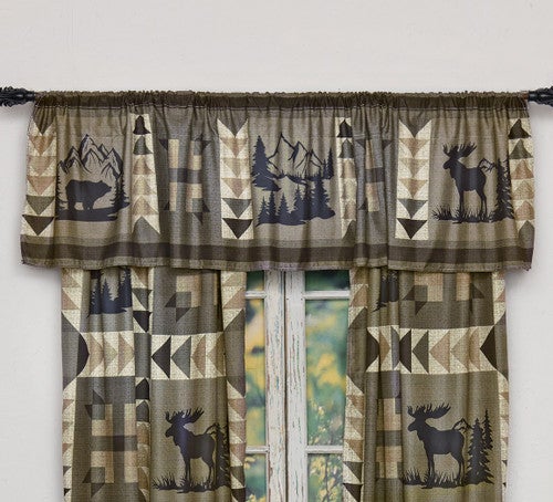 Tetons Bear & Moose Lined Valance - CLEARANCE