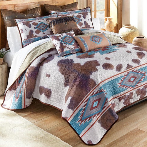 Aztec Cowhide Quilt Bed Set - King