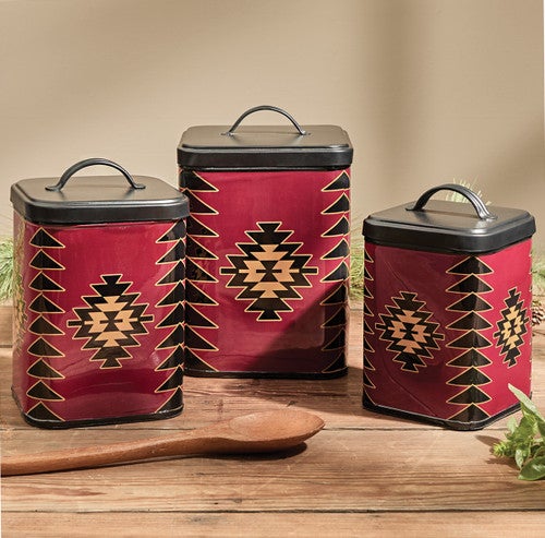 Red Sunrise Southwest Canisters - Set of 3 - OVERSTOCK
