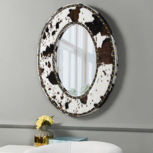 Brown & White Faux Cowhide Mirror - OVERSTOCK