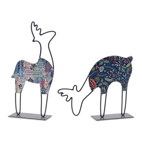 Holiday Deer Iron Figurines - Set of 2