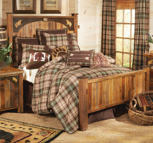 Barnwood Bear Carvings Bed - Twin