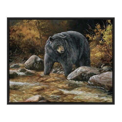 Fall Stream Bear Framed Wall Art