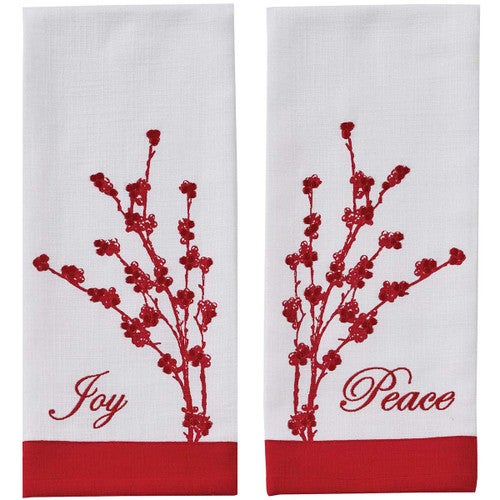 Red Winter Branch Dishtowels
