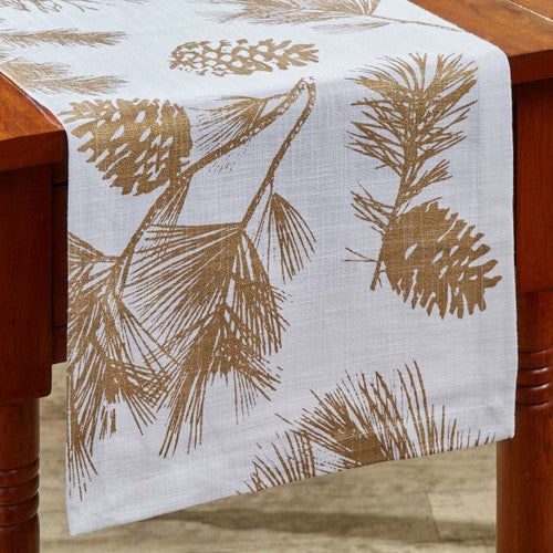 Golden Pine Branch Table Runner - 36 inch