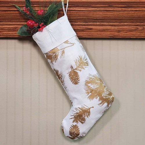 Golden Pine Branch Stocking