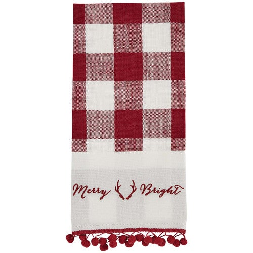 Merry Plaid Antler Dishtowel - Set of 2