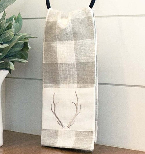 Plaid Antler Dishtowel - Set of 2
