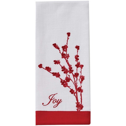 Red Winter Branch Dishtowel - Joy - Set of 2
