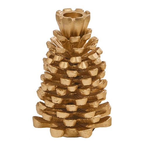 Golden Pinecone Candle Holder - Tall
