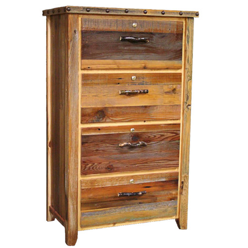 Barnwood Locking Lateral Filing Cabinet with Nailheads - 4 Drawer