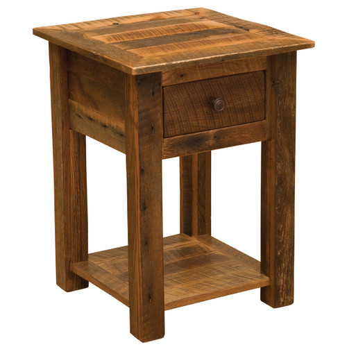 Barnwood One Drawer Nightstand with Open Shelf