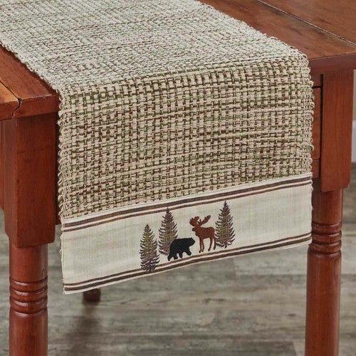 Woodland Moose & Bear Table Runner - 54 Inch